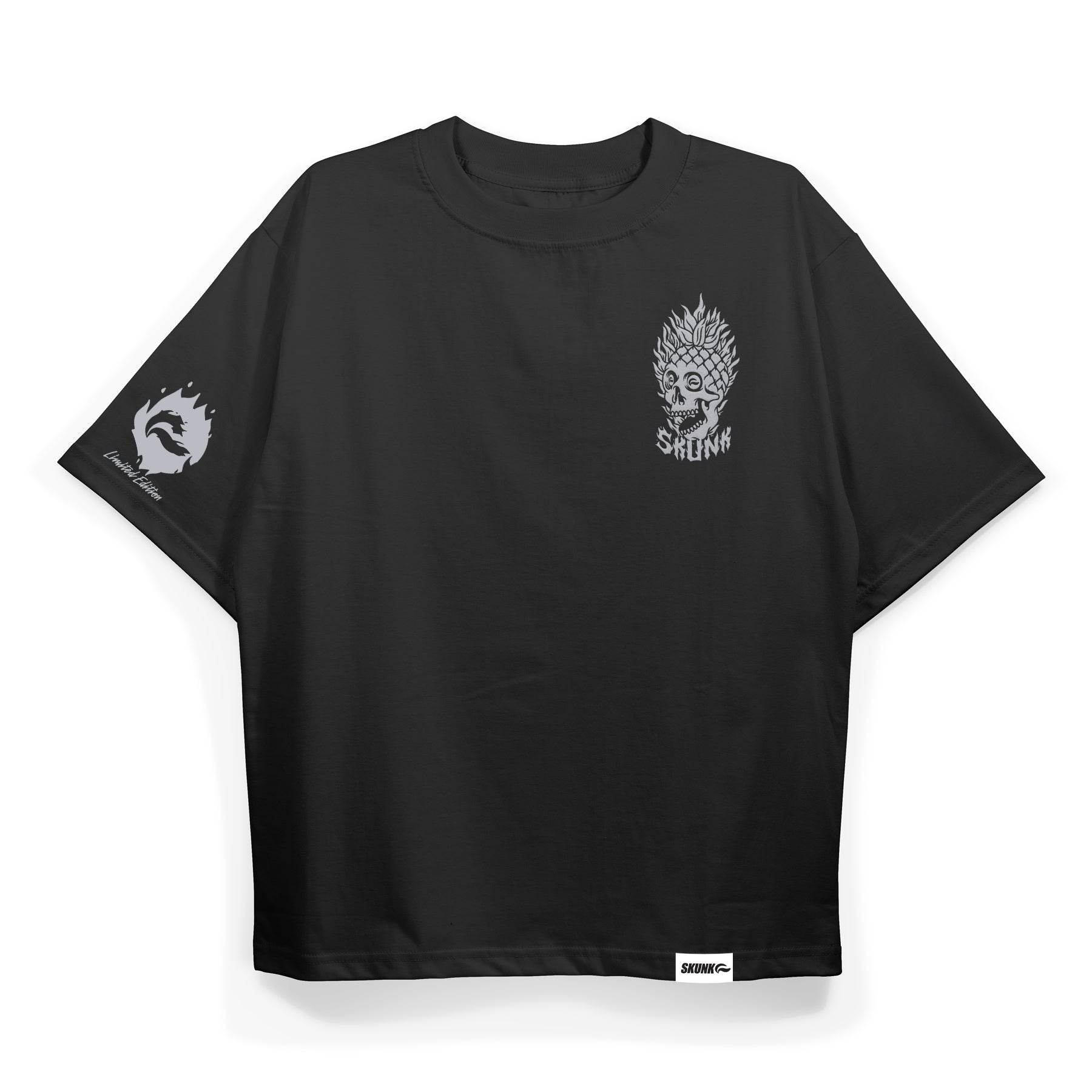 Pineapple Skull Black - Oversized Tee