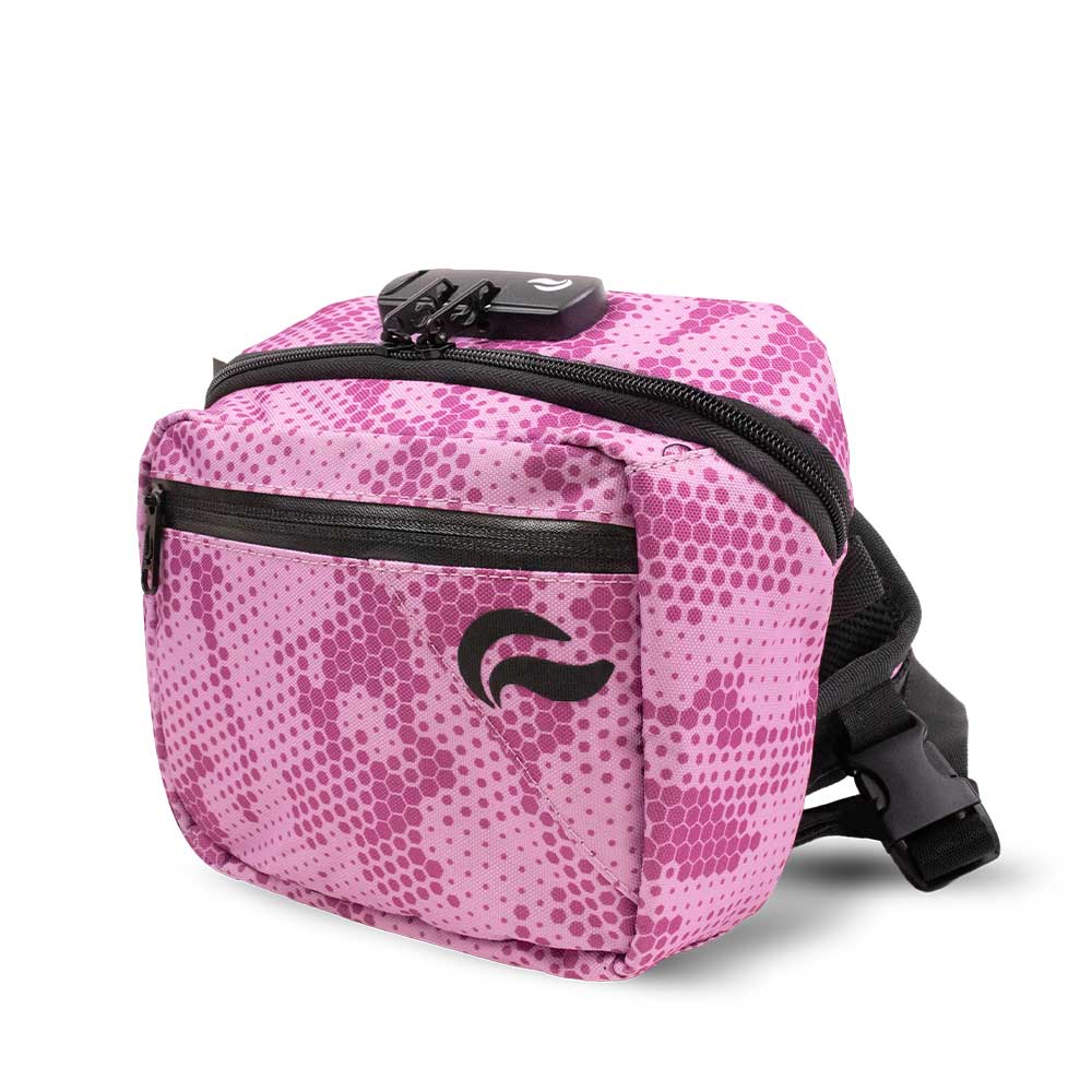 Skunk Bags Kross smell proof cross body bag bubblegum pink camo angle view
