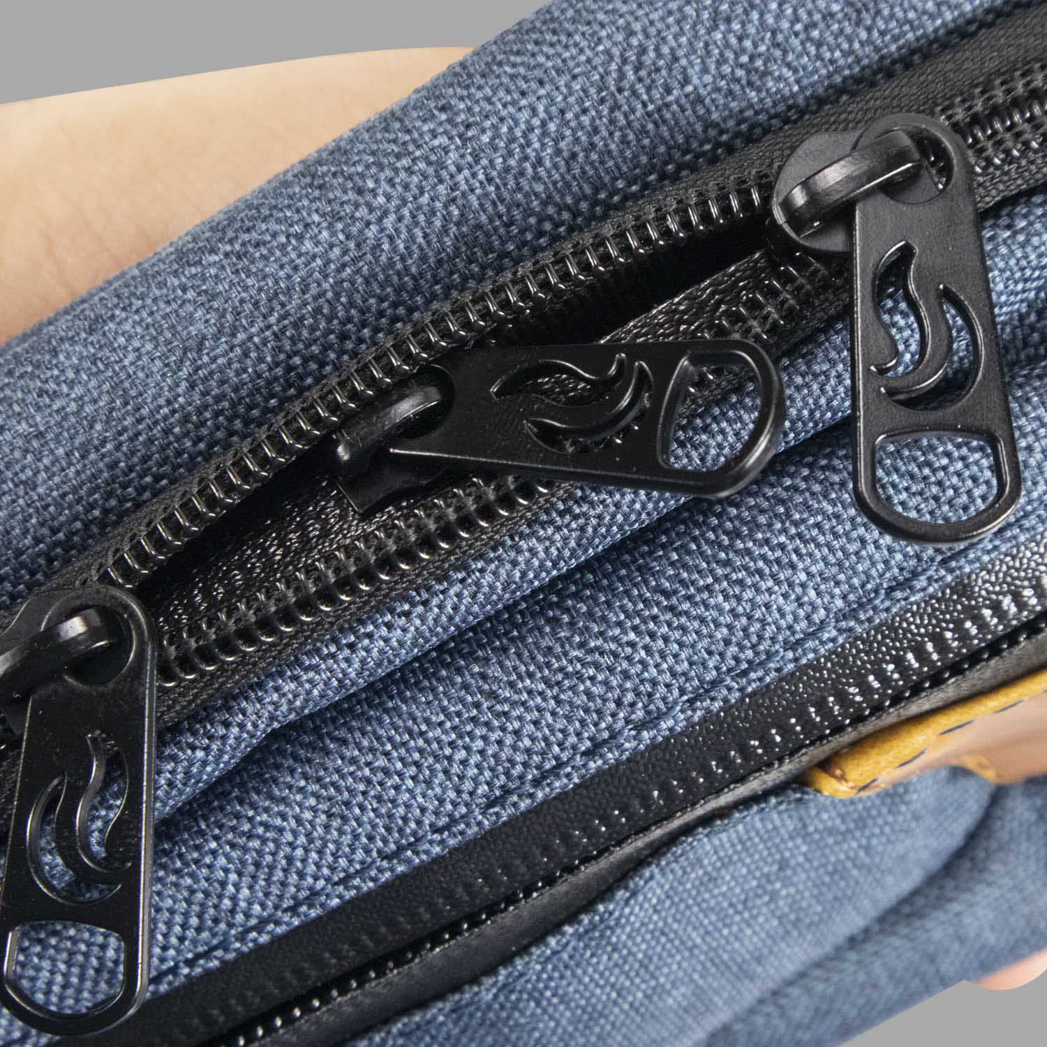 Hipster - Oxford Navy Blue W/Orange Leather