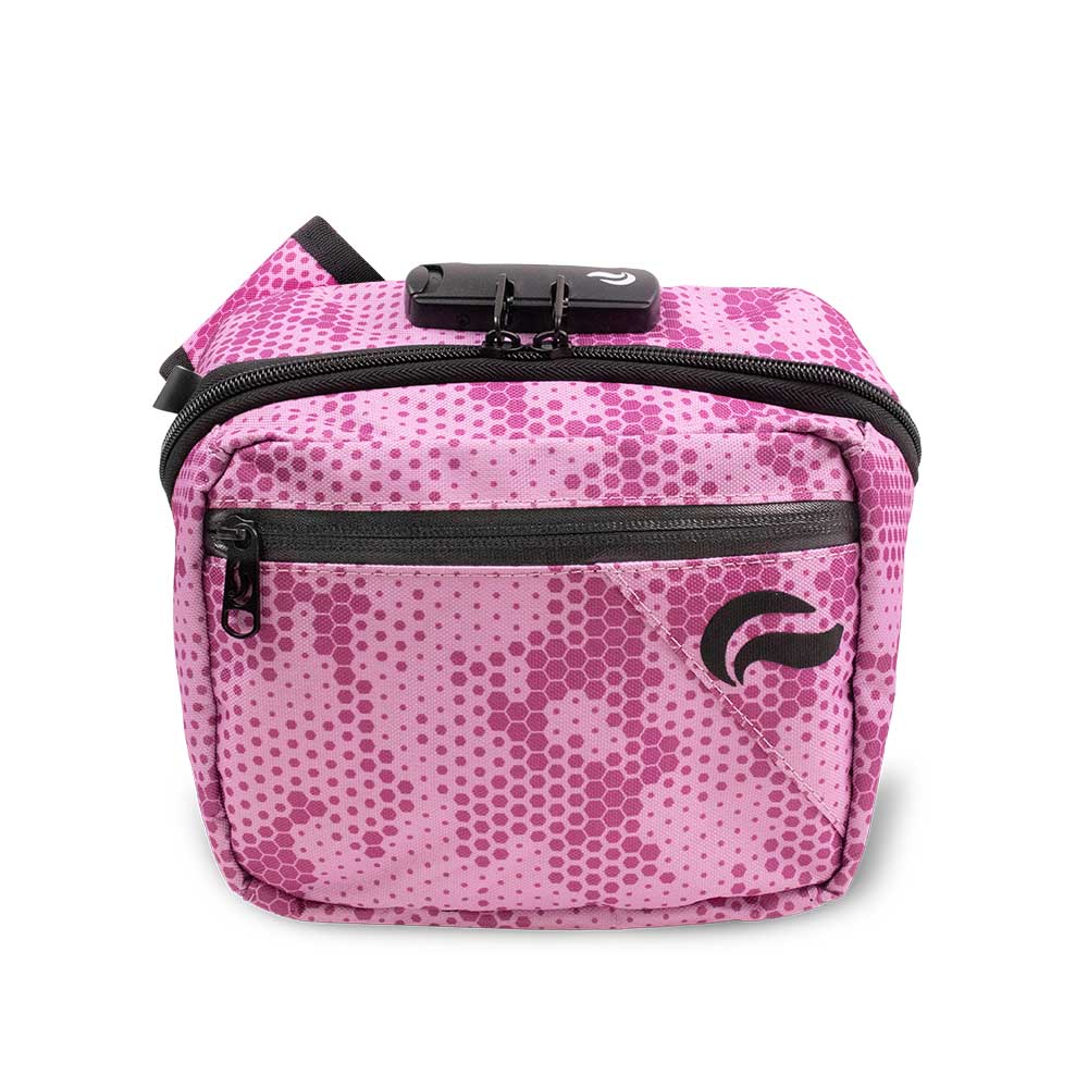Skunk Bags Kross smell proof cross body bag bubblegum pink camo front view