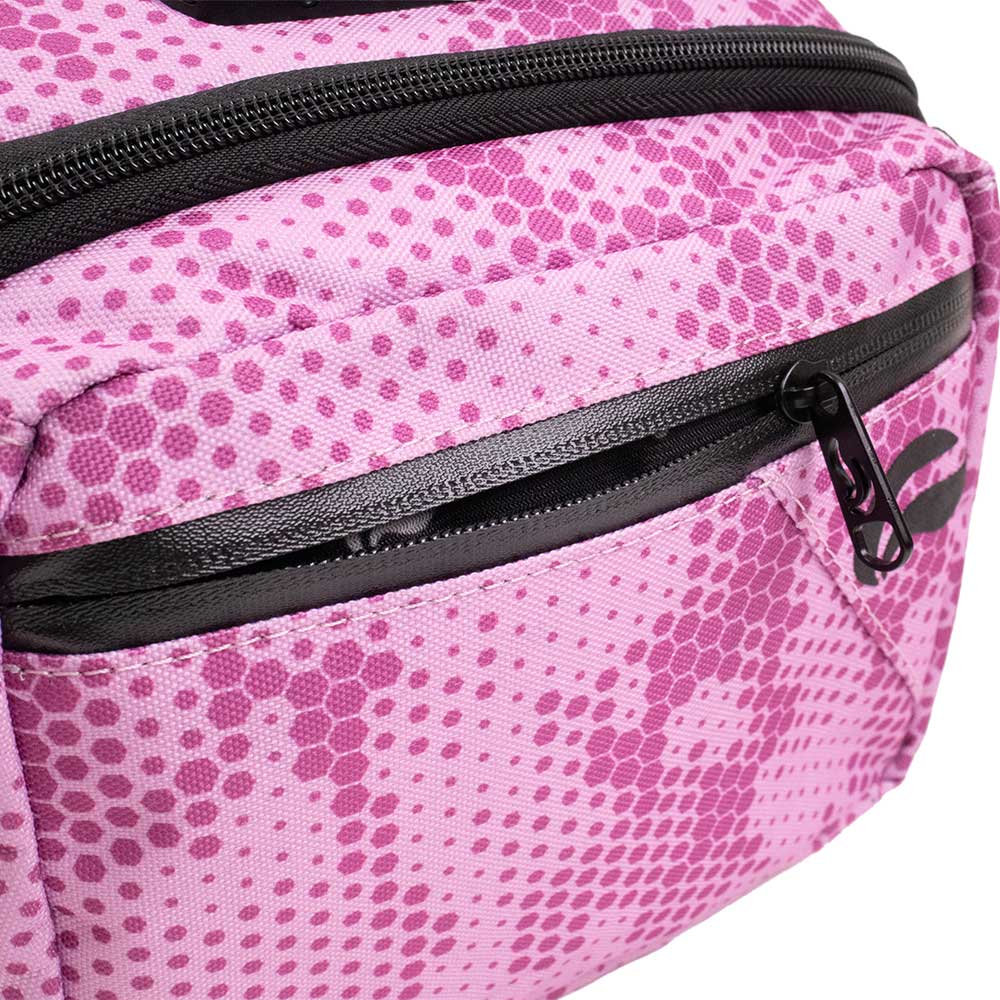 Skunk Bags Kross smell proof cross body bag bubblegum pink camo front pocket view
