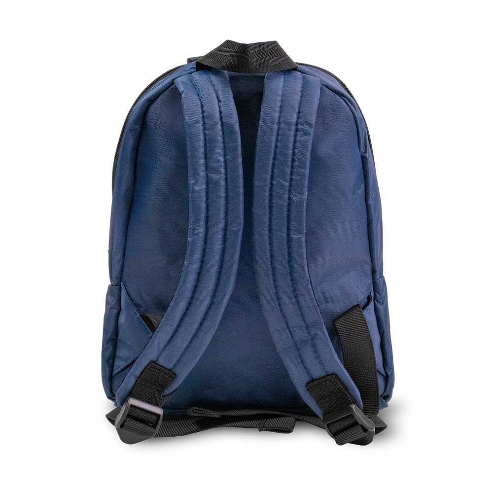 Skunk Bags smell-proof mini backpack, elegant blue back view